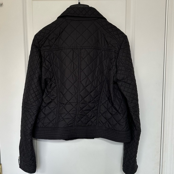 Etcetera Designer Womens Black Quilted Moto Jacket Size 6 Biker Coat Zippers - Picture 3 of 4